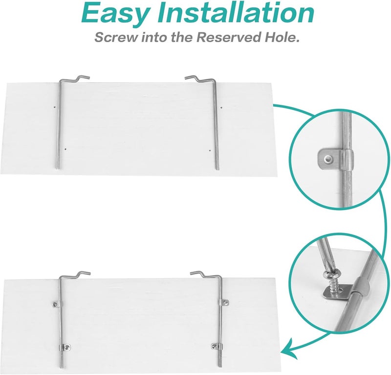 WOWKIT Pegboard Shelves, White 16" x 6" Large Peg Board Racks 2Pack Wall Organizer Shelf, 1/4 inch Heavy Duty Metal Brackets Fit All Pegboards, Wood Slats, Craft Garage Workbench Office Shelving Accessories - Image 4